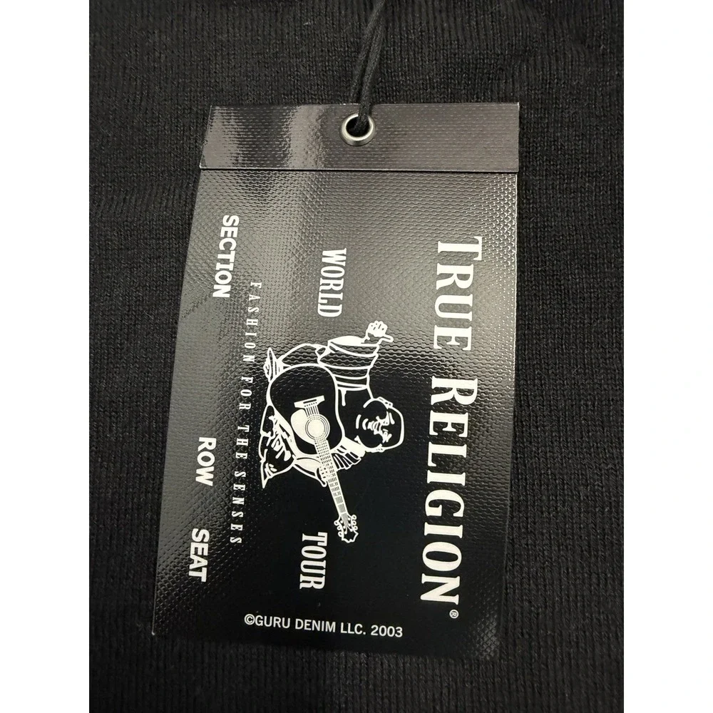 True Religion HS LS Crewneck Sweater Black Pullover Men's Size L